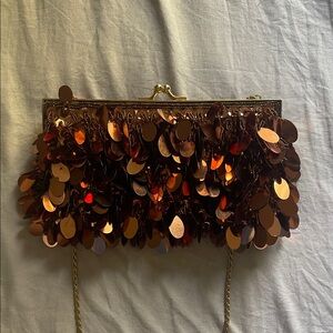 Sequin Clutch with Gold Chain